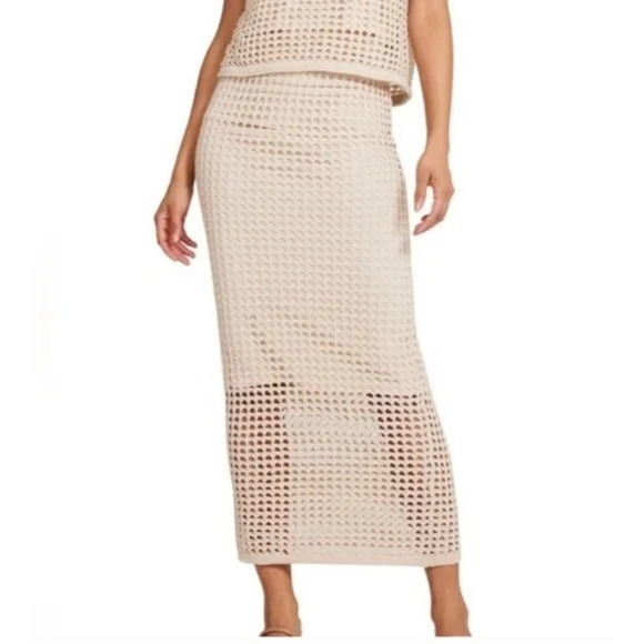 Steve Madden Dresses & Skirts - Steve Madden Womens Interior Lining Elastic Waist Crochet Skirt Beige Size M